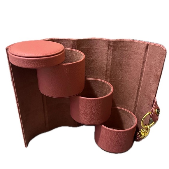 Joy First Class Luxury Leather Hard Sided Jewelry Case- Dusty Rose - Picture 2 of 6
